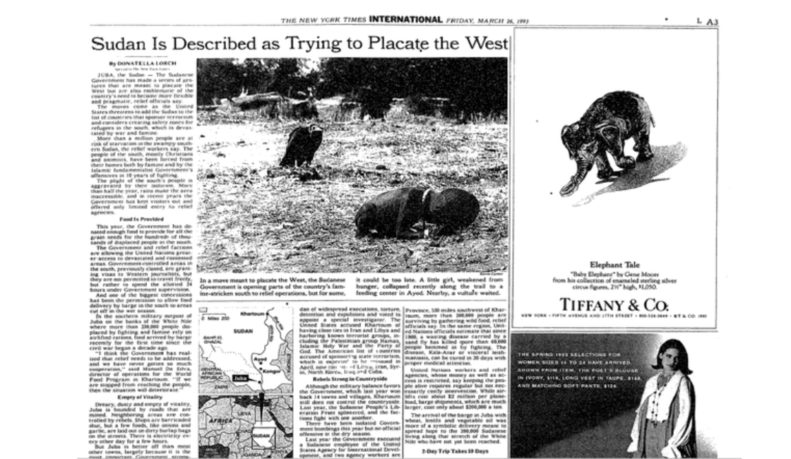 Historia de la foto de la niña y el buitre portada The New York Times